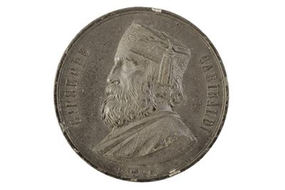 Giuseppe Garibaldi, Medaglia commemorativa «Al campione invitto del popolo», bronzo o metallo bia...