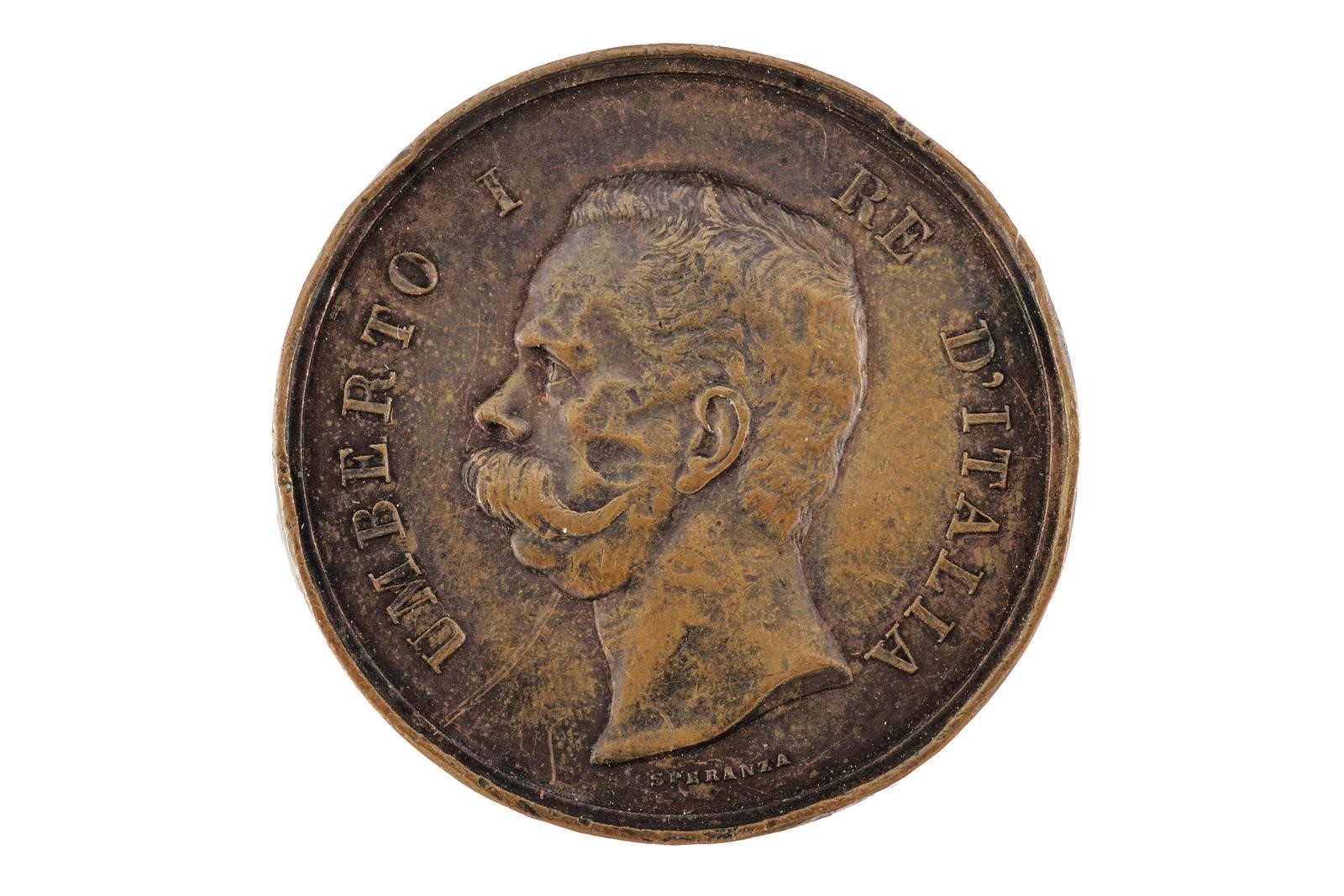 Regno d’Italia, Due medaglie commemorative per Umberto I (1878-1900) — bronzo, diametro 59 mm