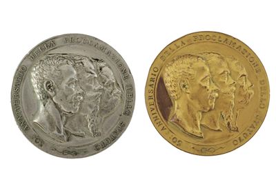 Regno d'Italia, Anniversario della proclamazione dello Statuto—Esposizione Generale Italiana, due...
