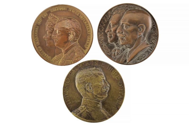 Regno d'Italia, Tre medaglie commemorative con Vittorio Emanuele III (prima metà XX secolo)