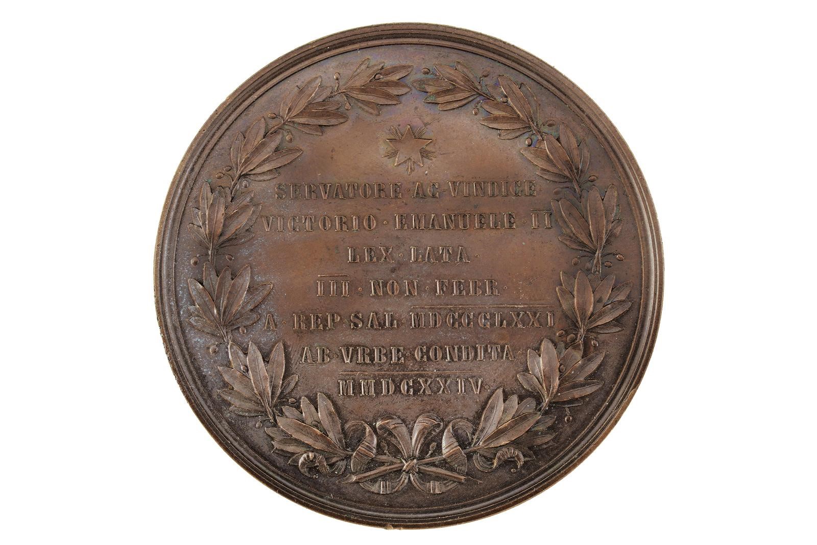 Vittorio Emanuele II (1849-1878), Traslazione della Capitale a Roma, medaglia in bronzo (1871), d...