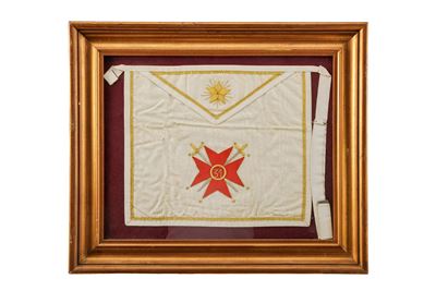 Decorazione massonica, inizio XX secolo, fregio in stoffa tipo stendardo