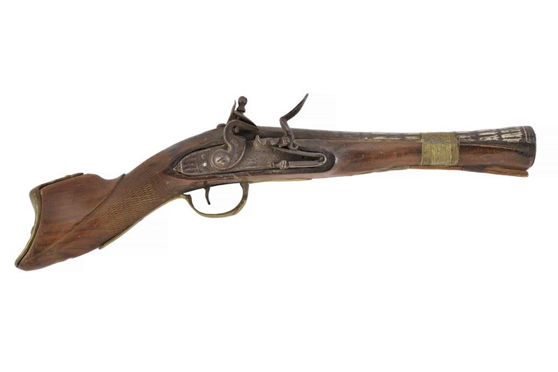 Arma a tromboncino a pietra focaia, canna liscia con volata a tromba circolare