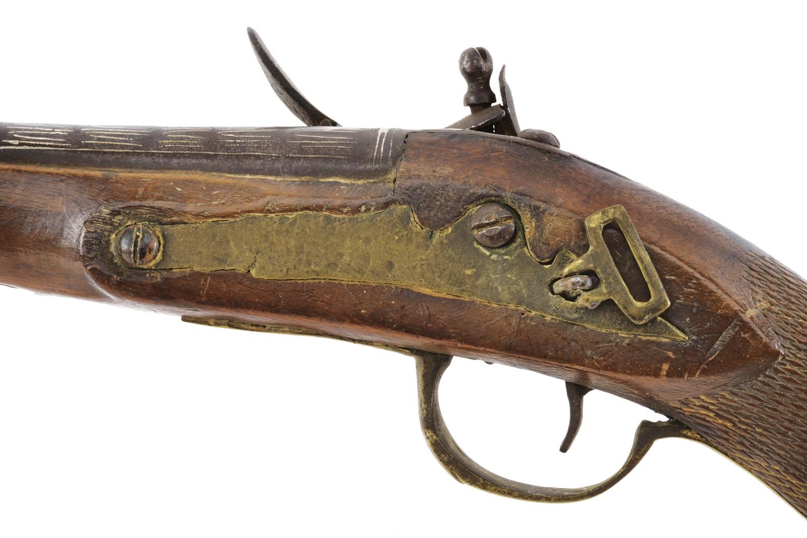 Arma a tromboncino a pietra focaia, canna liscia con volata a tromba circolare
