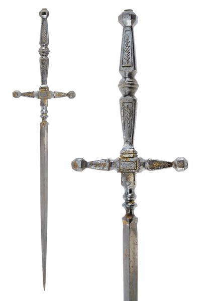 Militaria, Stiletto in ferro a lama triangolare (39,5 cm)