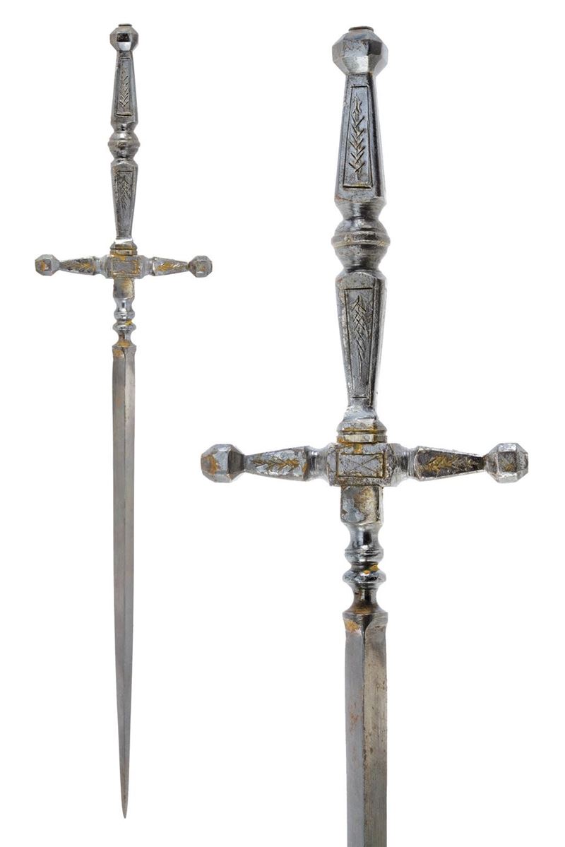 Militaria, Stiletto in ferro a lama triangolare (39,5 cm)