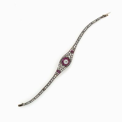 Bracciale D'epoca in Rubini e Diamanti,