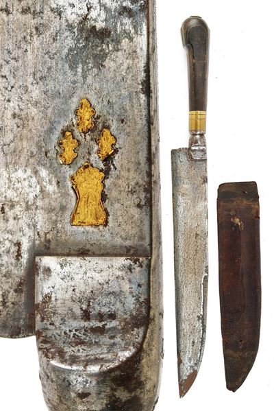 Napoli, Grande coltella da caccia, lama a un filo e controfilo con marca della Real Fabbrica di N...