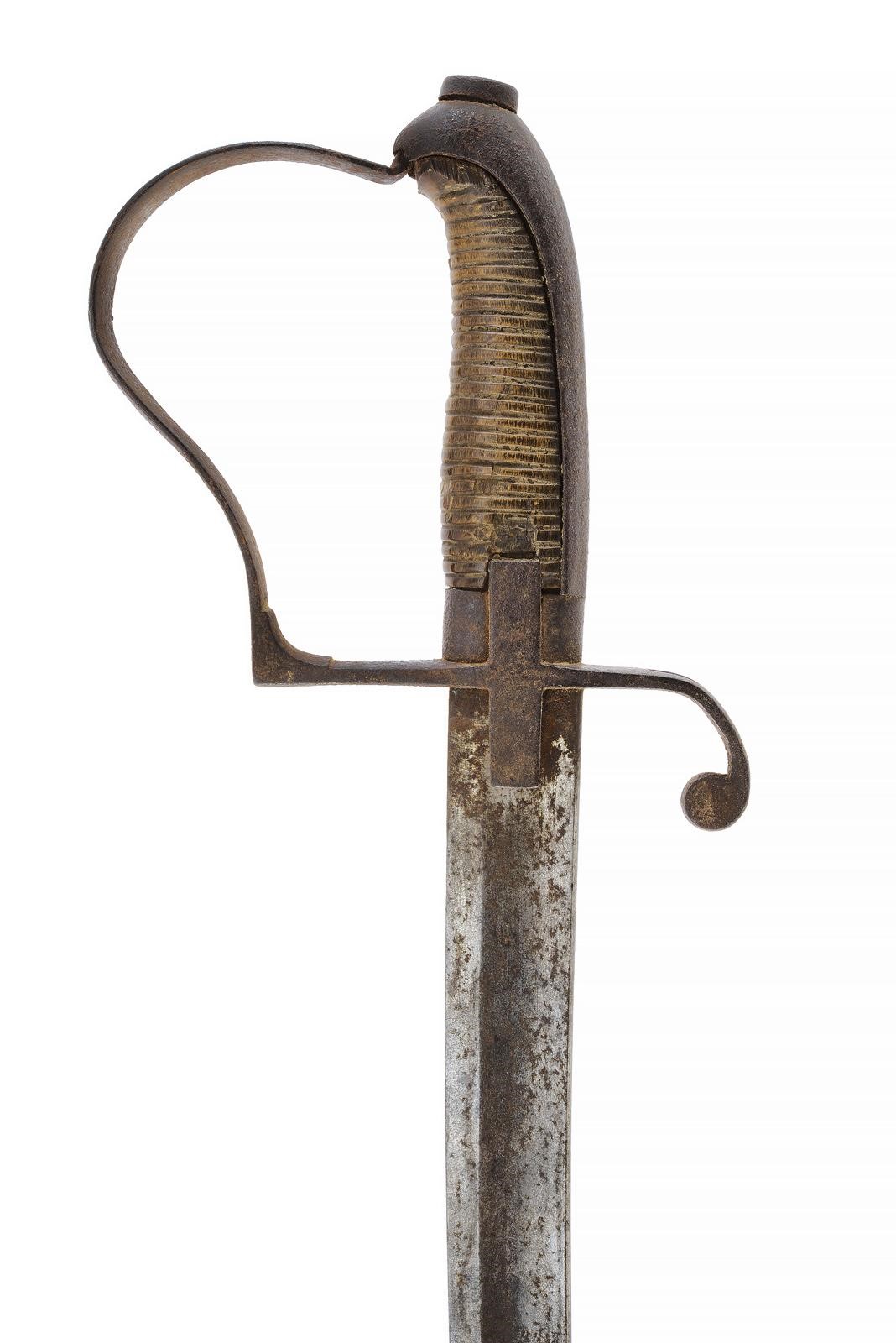 Sciabola da fanteria, lama curva sgusciata, ferro in patina