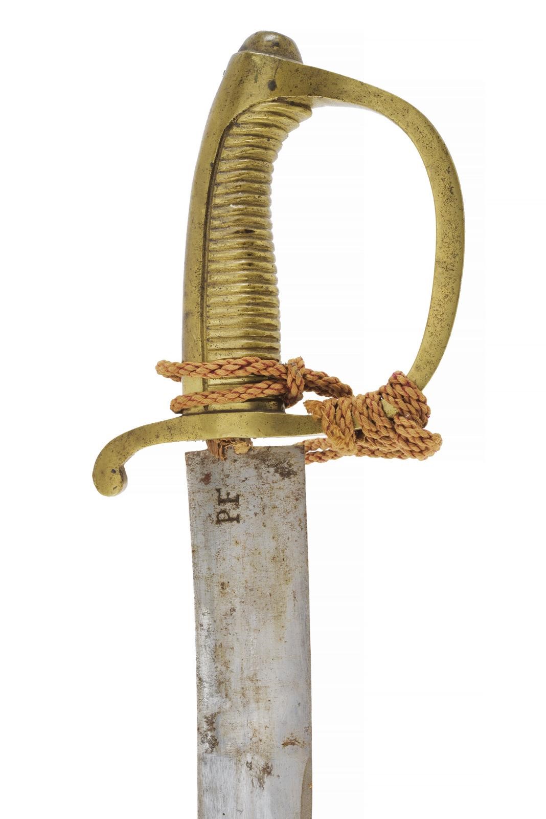 Militaria, Sabre briquet con lama piatta lievemente curva e controfilo