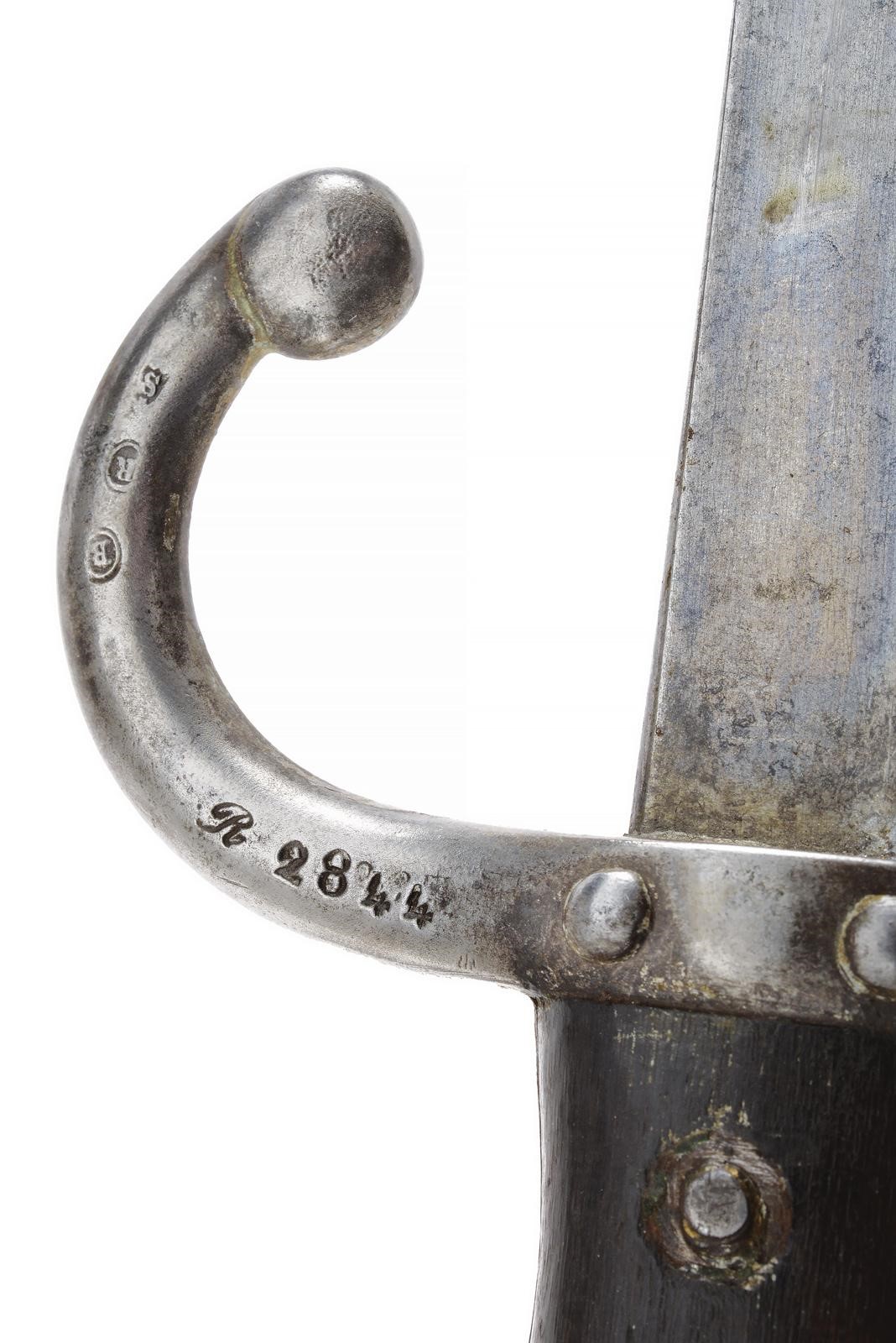 Baionetta Gras mod. 1874, lama con marcatura “L. Deny Paris 1879”