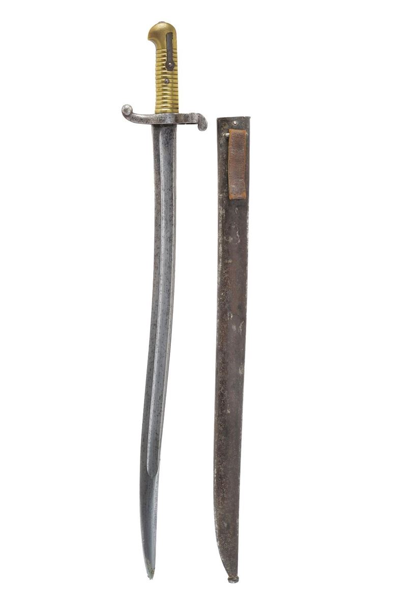 Chatellerault (marcatura), Baionetta mod. 1842, lama con punzoni e fodero