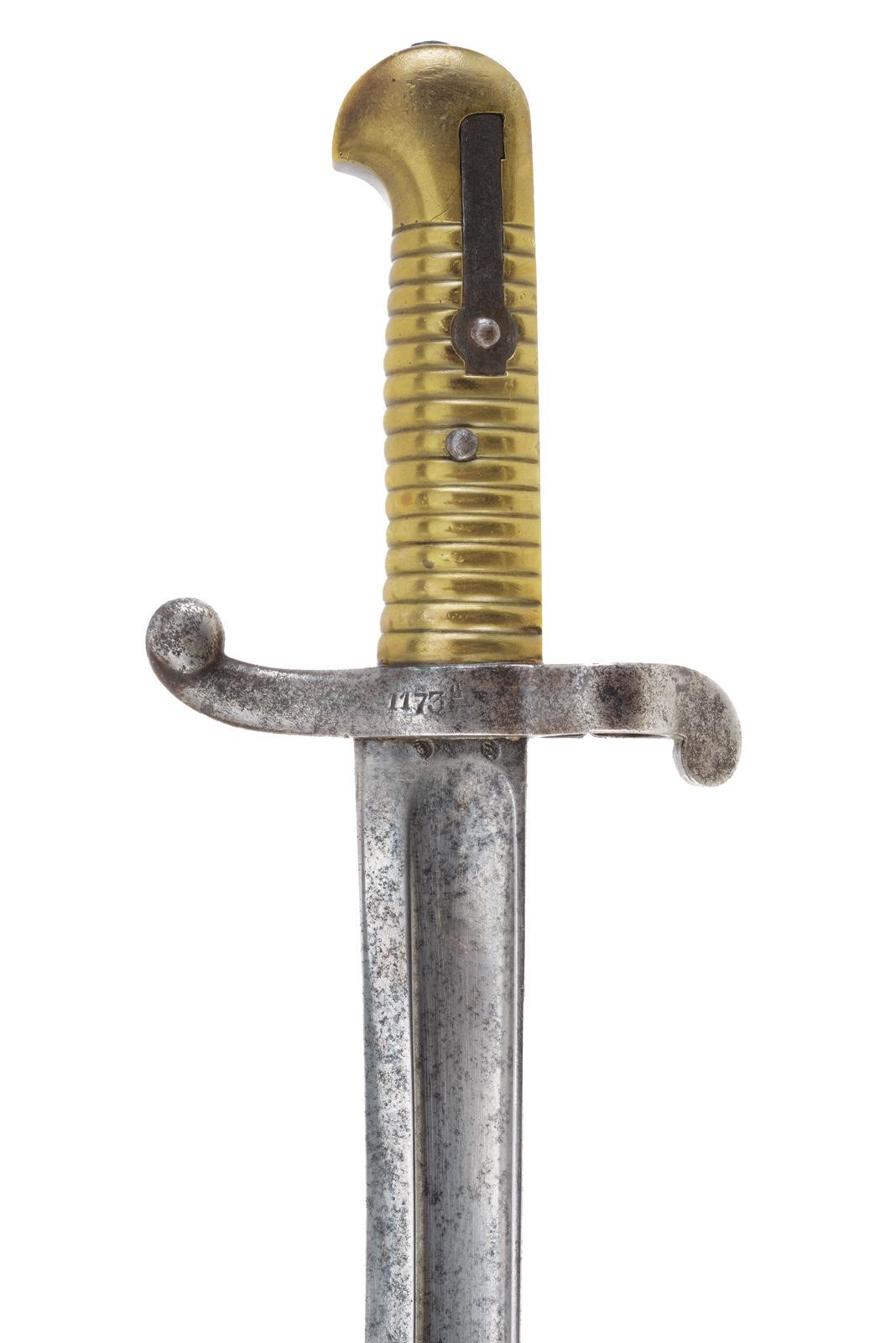 Chatellerault (marcatura), Baionetta mod. 1842, lama con punzoni e fodero
