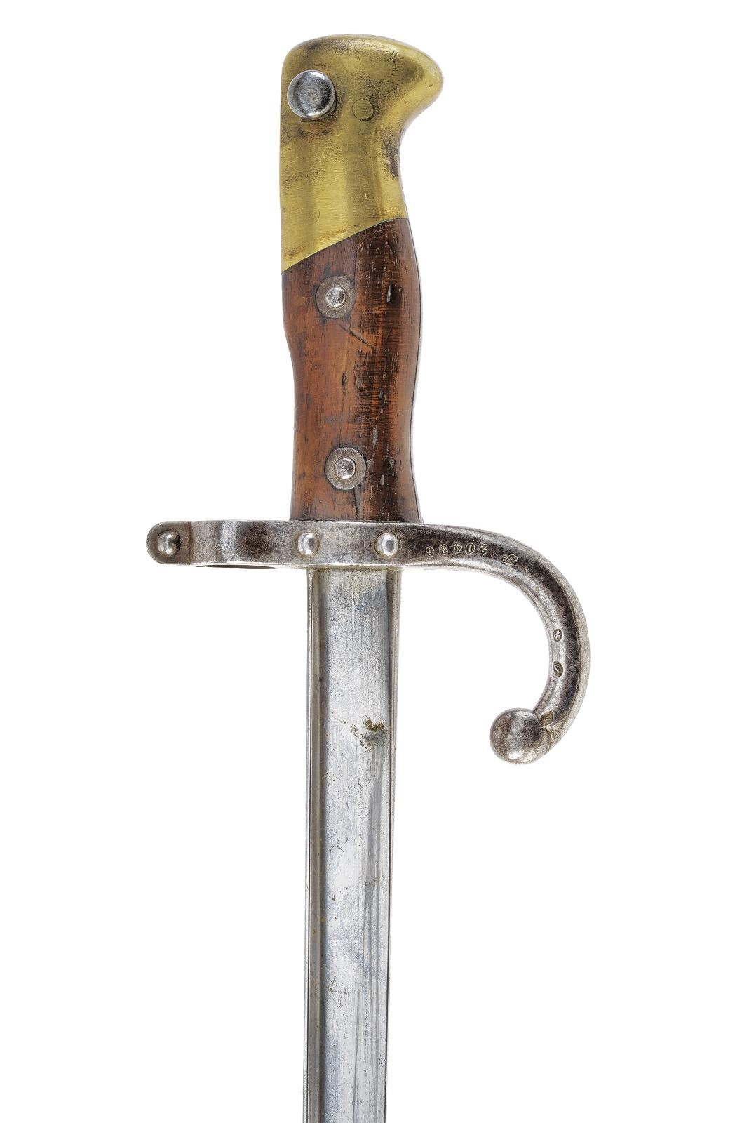 Baionetta Gras, Mod. 1874, lama “a T” con marcatura St. Etienne (1879), St. Etienne