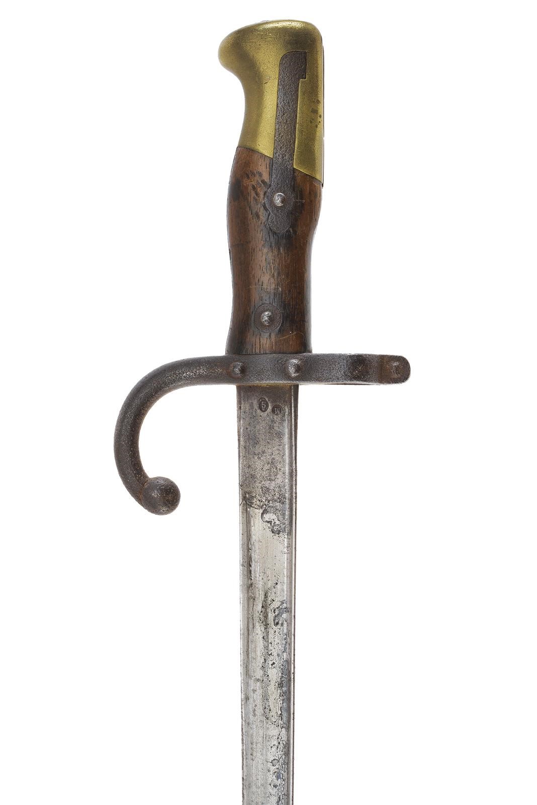 Baionetta Gras mod. 1874, St. Etienne (1877), lama a un filo e controfilo