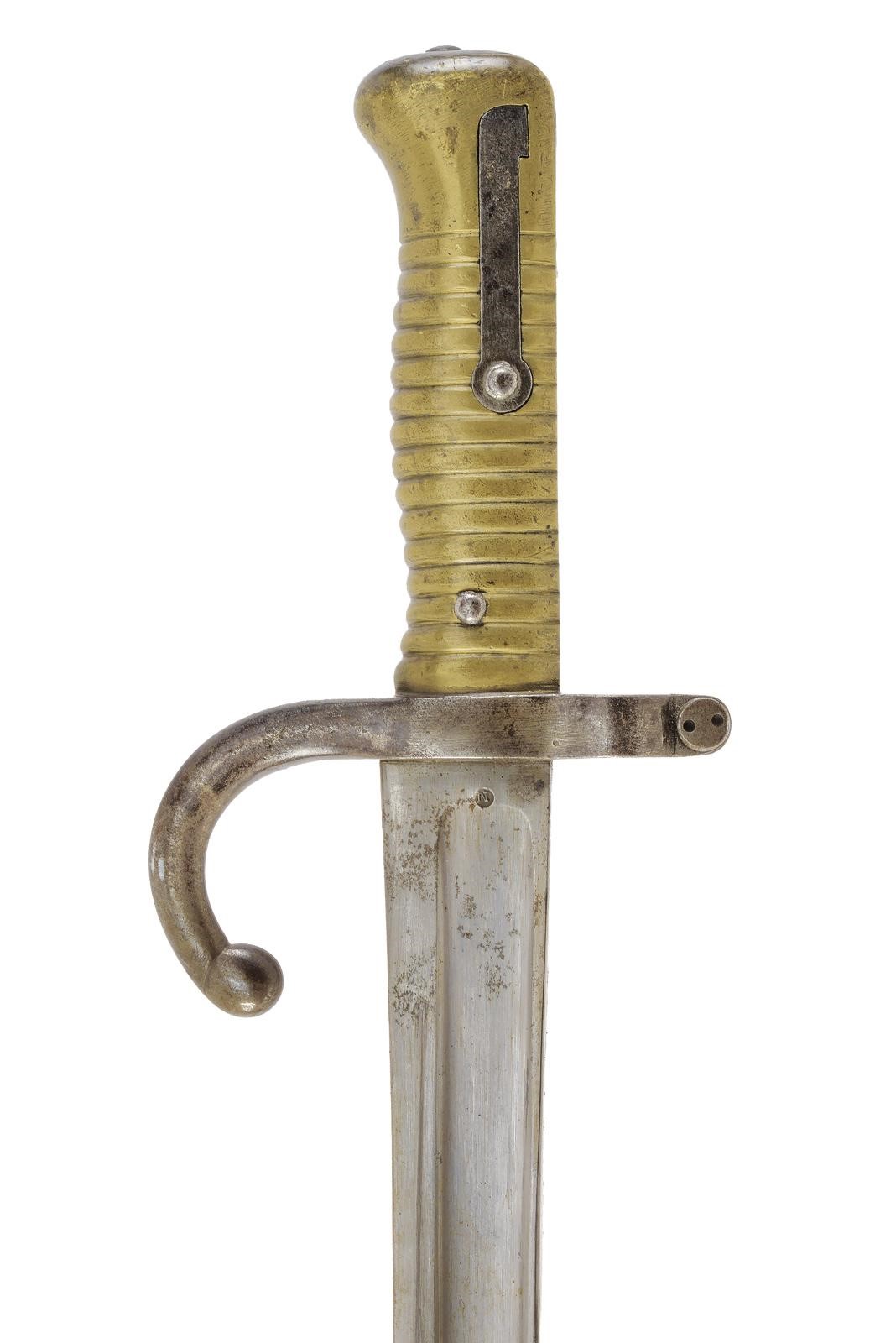 Baionetta Chassepot 1866, lama scanalata con marcature “Tulle 8bre 1872”