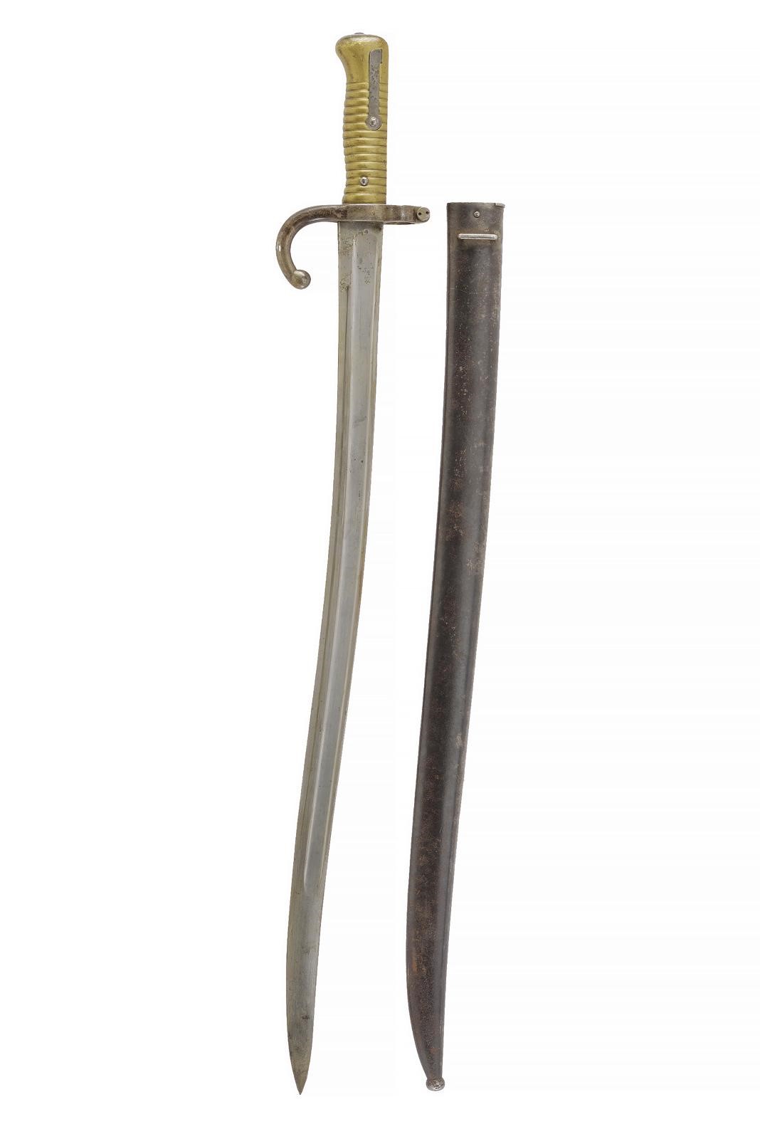 Baionetta Chassepot 1866, lama scanalata con marcature “Tulle 8bre 1872”
