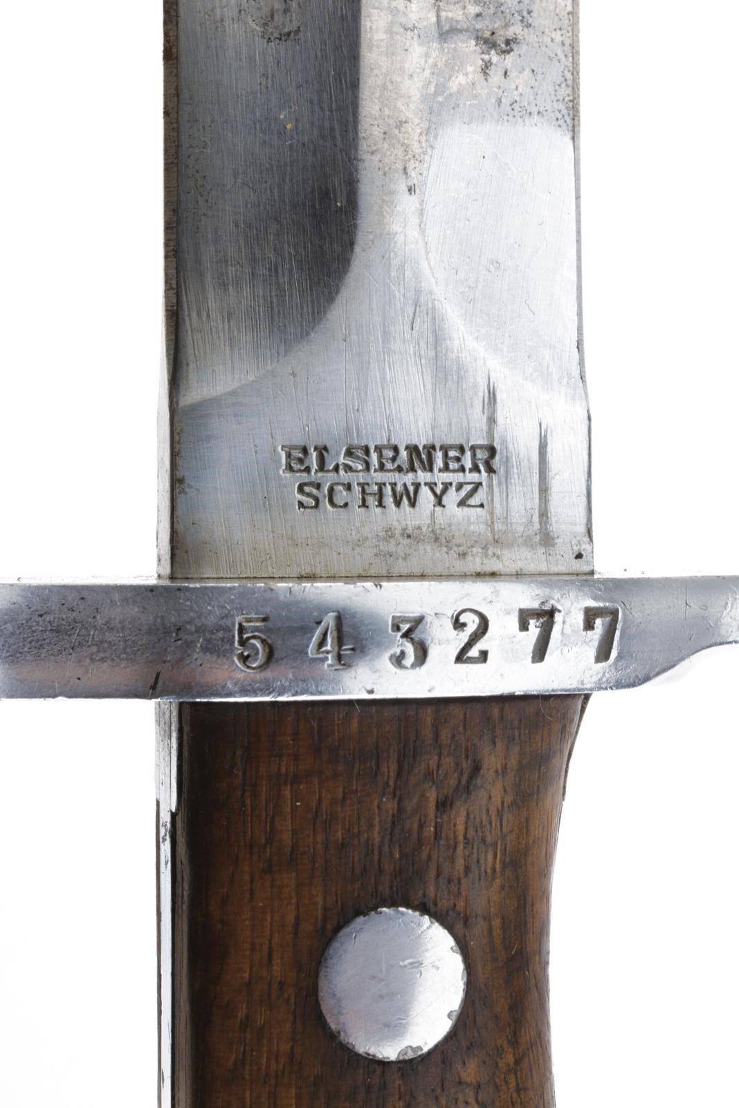 Baionetta per Schmidt-Rubin, lama marcata «ELSENER SCHWYZ», 43 cm