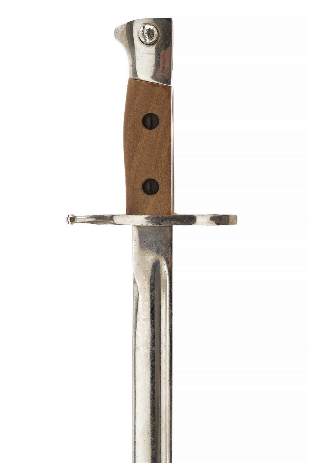 Militaria, Miniatura di baionetta mod. 1891, in ferro e guancette in legno