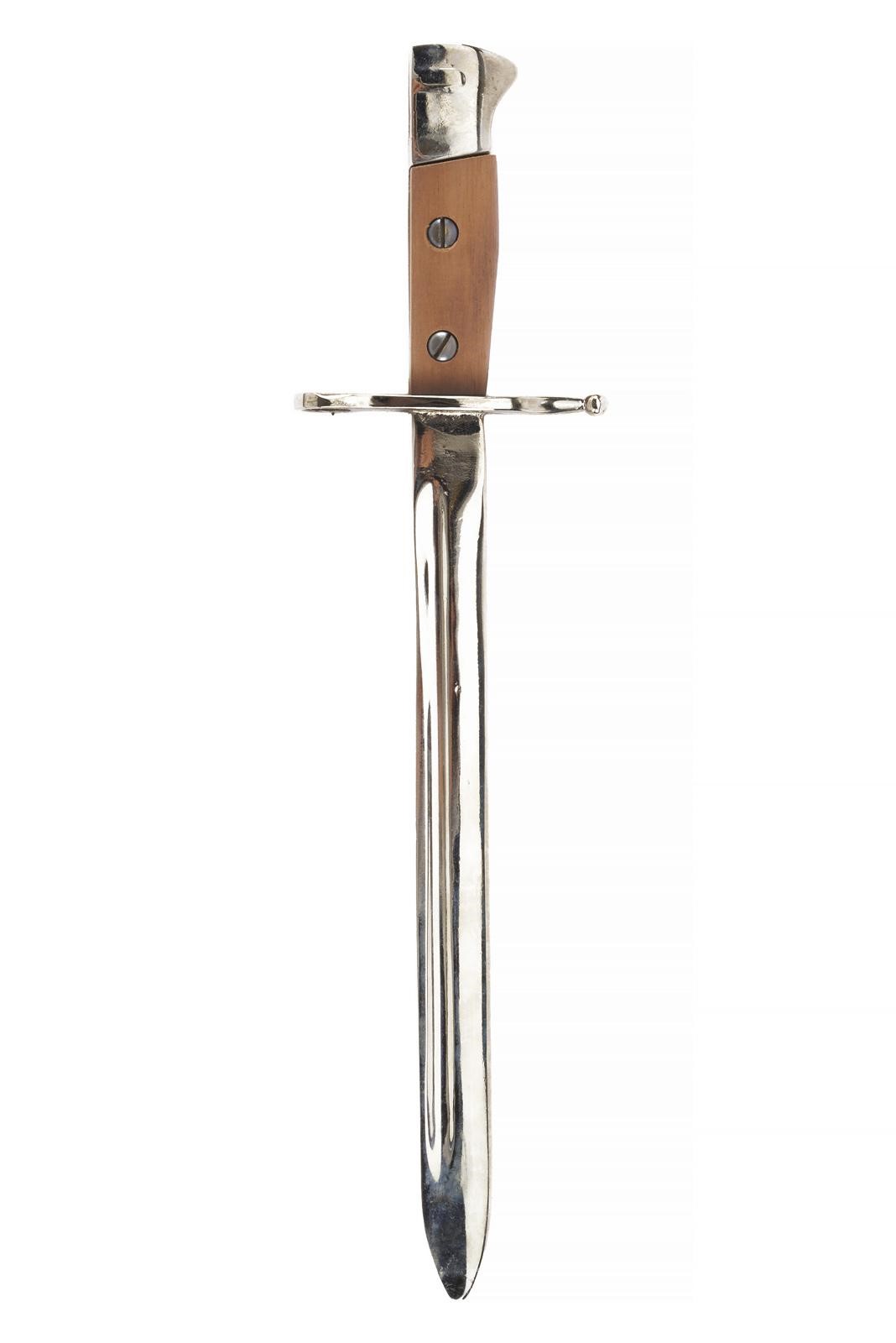 Miniatura di baionetta mod. 1891, metallo bianco con guancette in legno