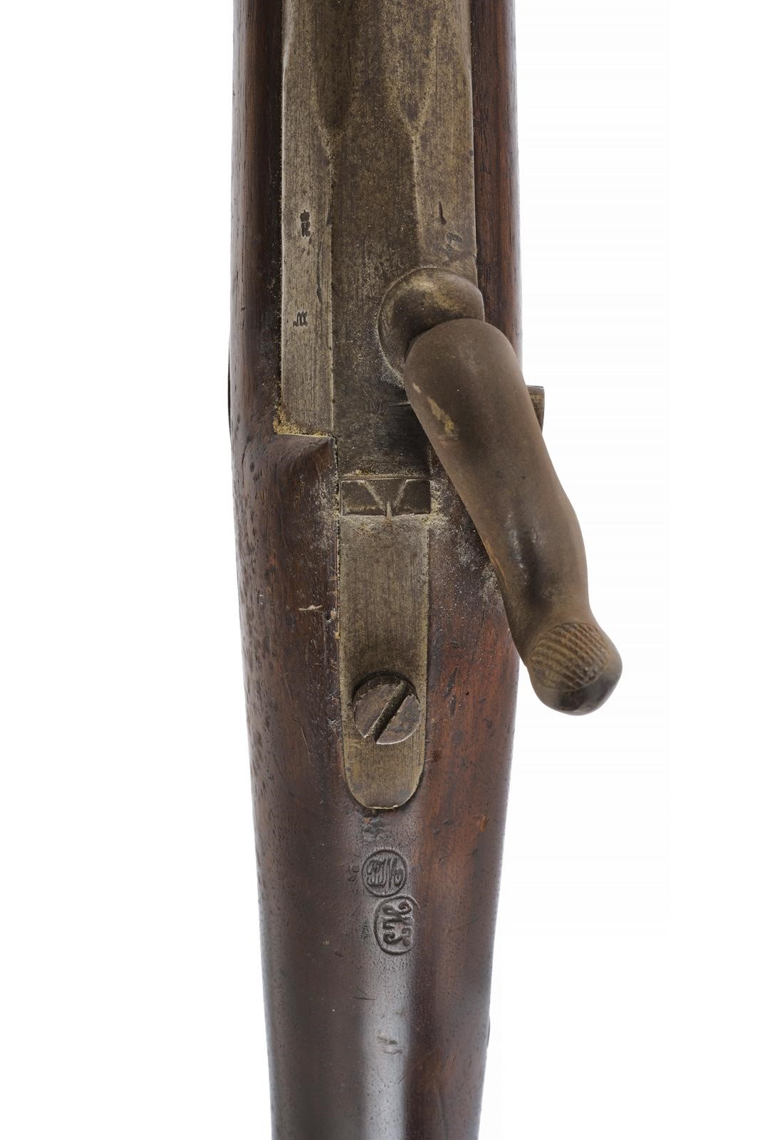 Fucile a luminello Mod. 1842 con baionetta, canna liscia e culatta ottagonale