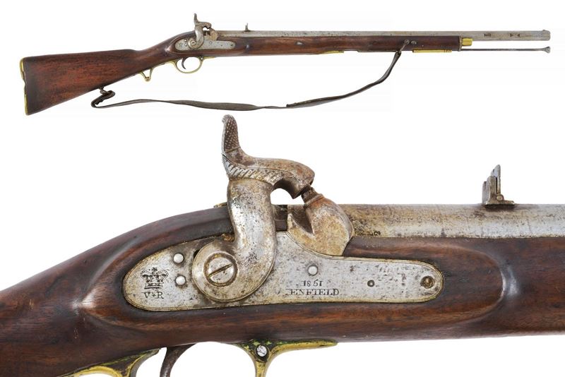 Enfield, Carabina Brunswick a luminello (Impero Britannico), canna con marcatura “ENFIELD 1844”