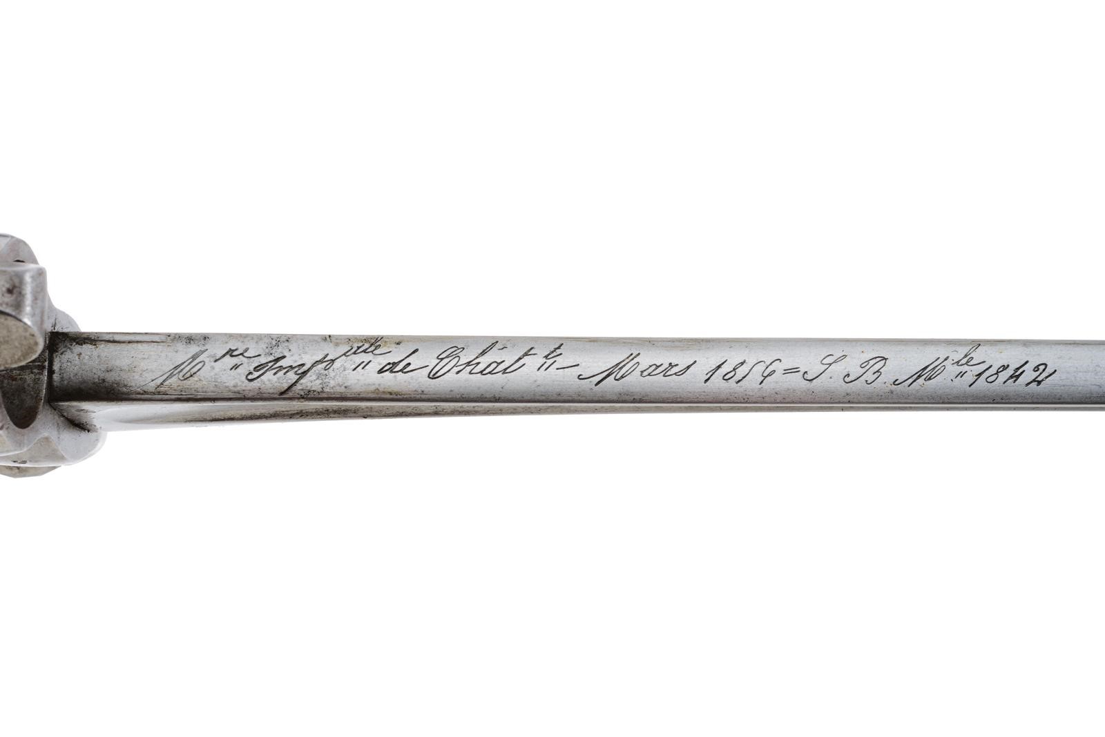 Fucile a luminello con baionetta, percussore a pietra/innesco, cal. 18 mm, lunghezza 126 cm