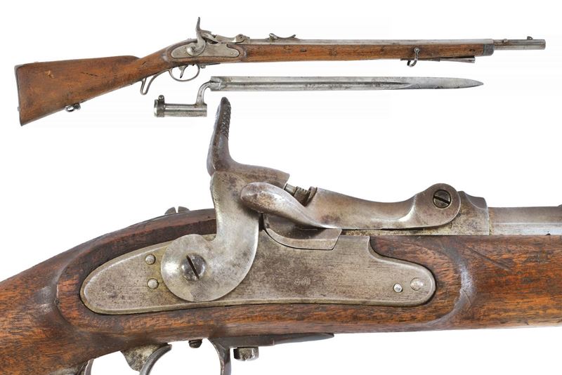 Fucile Jägerstutzen Mod. 1854/67 (Wanzel) con baionetta, otturatore Wänzel