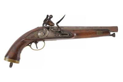 Inghilterra, Pistola a pietra focaia (calibro 16 mm), lunghezza 39 cm
