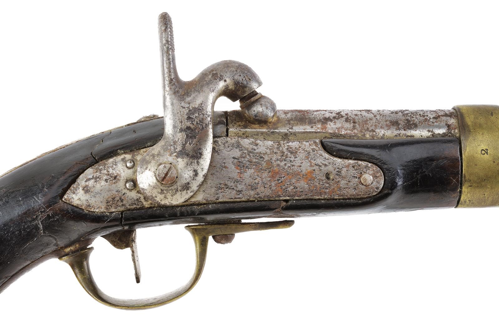 Militaria, Pistola convertita a luminello modello 1822 T bis, canna ad anima rigata