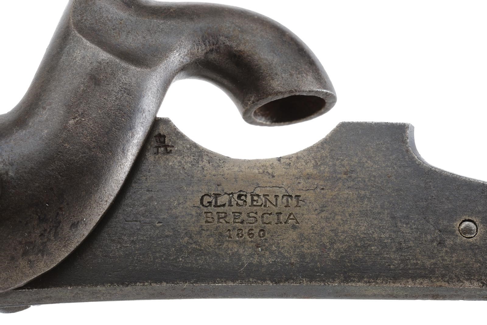 Fanteria, batteria a luminello da fucile in ferro, marcata «GLISENTI BRESCIA 1860», tecnica Bresc...