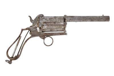 Perpperbox revolver a spillo, calibro 11 mm, con sei canne/canali rotanti (Belgio)