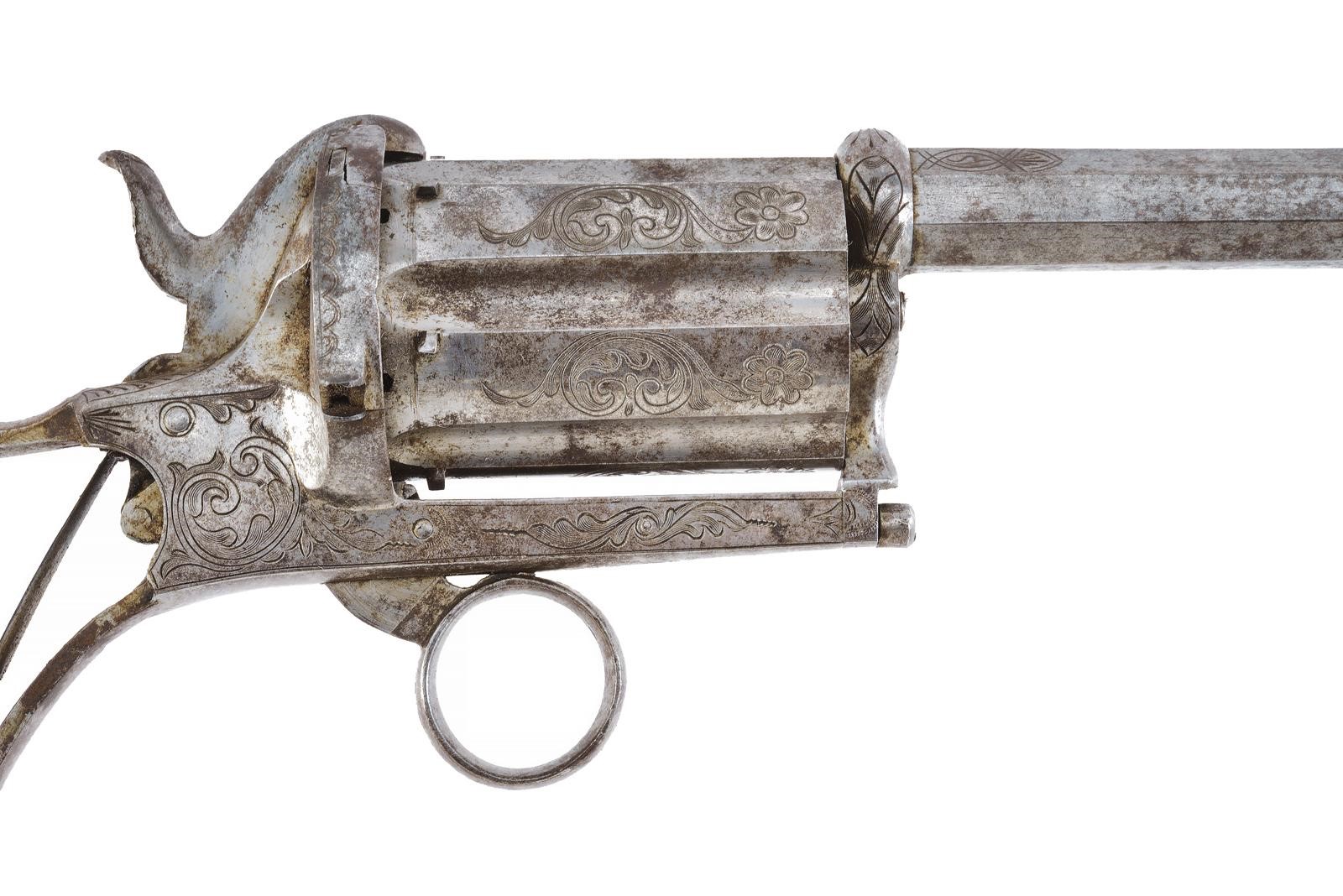 Perpperbox revolver a spillo, calibro 11 mm, con sei canne/canali rotanti (Belgio)