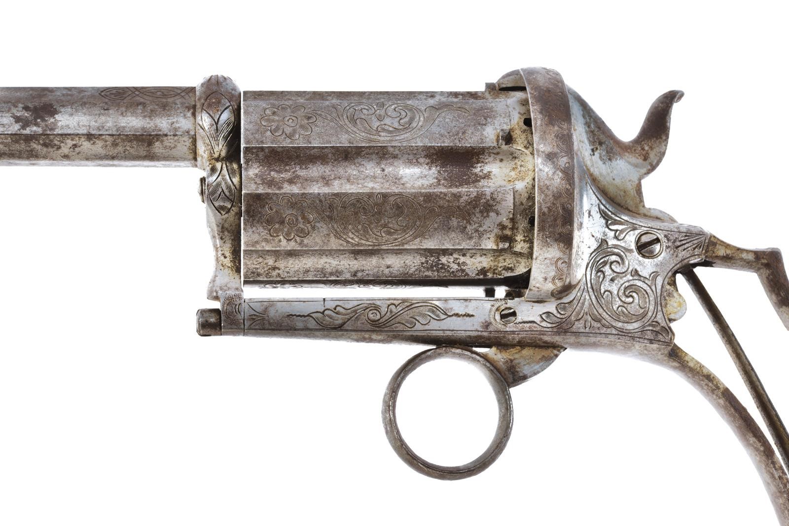 Perpperbox revolver a spillo, calibro 11 mm, con sei canne/canali rotanti (Belgio)
