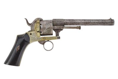 Revolver a spillo, canna rigata e tamburo a sei colpi