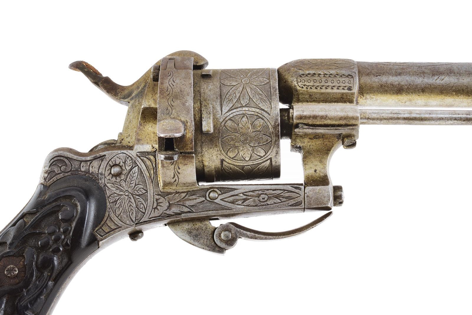 Armi a spillo, Lotto di due revolver a sei colpi con canne rigate (cal. 7 mm), non attivi