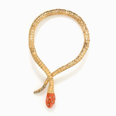 Collana in Oro, Corallo e Diamanti Giroc