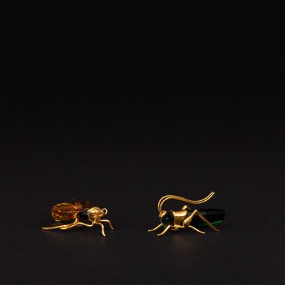Cavalletta e Ape Alipur in cristallo (serie Insects and Butterflies)