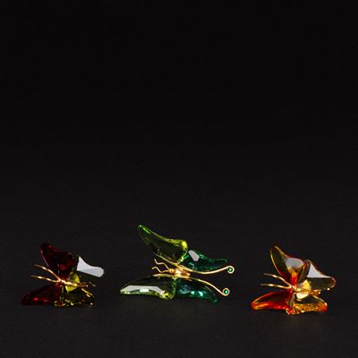 Tre farfalle in cristallo (serie "Insects and Butterflies")