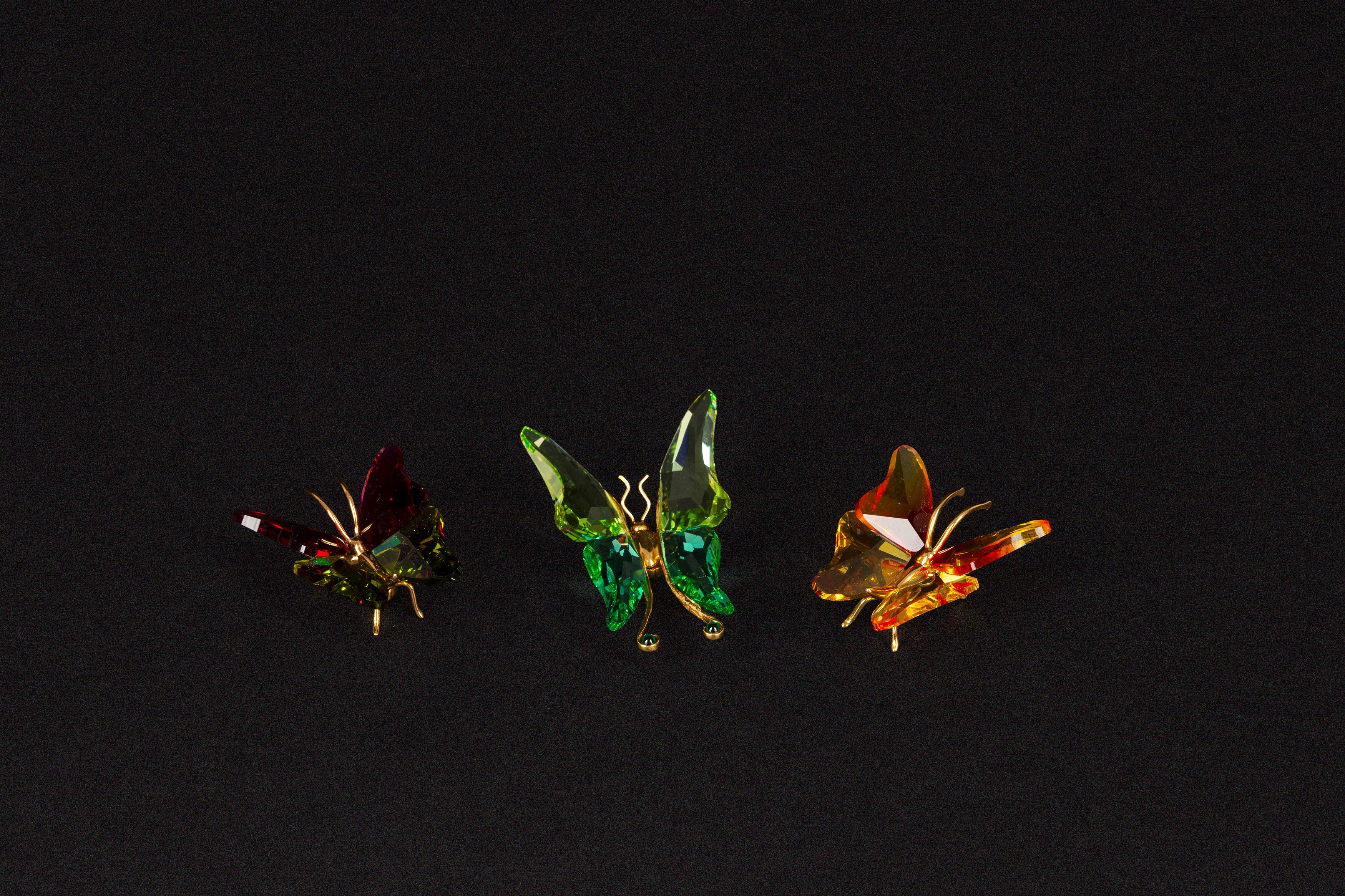 Swarovski - Tre farfalle in cristallo (serie "Insects and Butterflies")