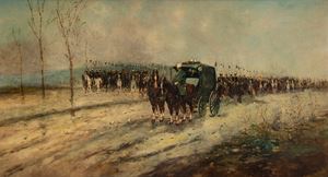 "Ambulanza della Regina" con cavalleria dei Lancieri di Novara
