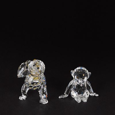 Gorilla e Scimpanzè, Rare Encounters e African Wildlife, sculture in cristallo con numeri di seri...
