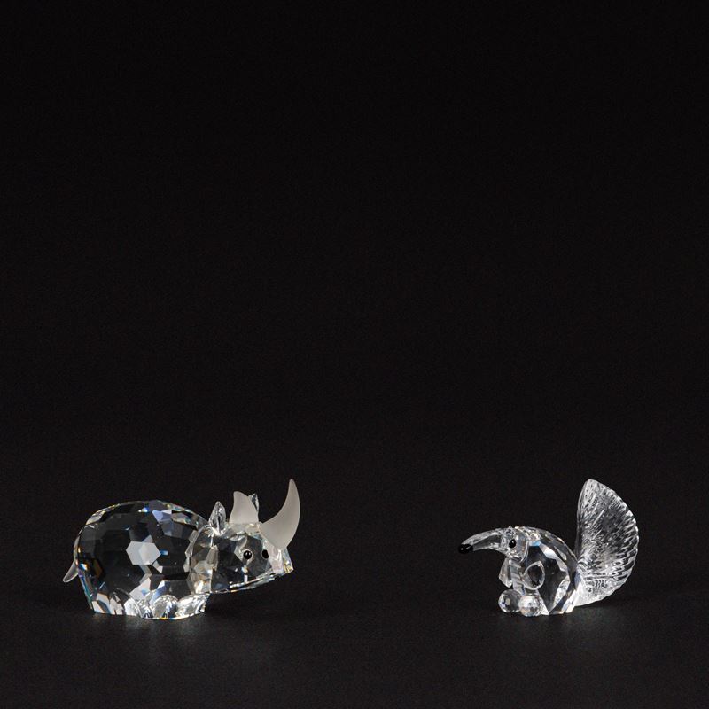 Swarovski - Rinoceronte e Formichiere in cristallo (serie “African Wildlife” e “Endangered Specie...
