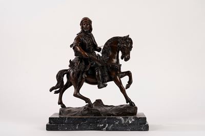 Scultura in bronzo, Cavaliere arabo a cavallo