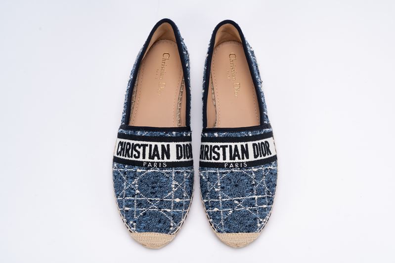 Christian Dior - Espadrillas in macrocannage blu, bianco e nero