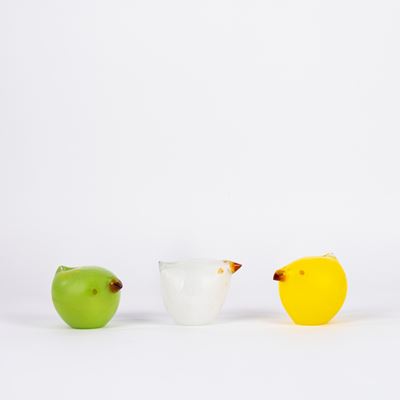 Villeroy & Boch, Tre pulcini in vetro policromo (bianco, giallo e verde)