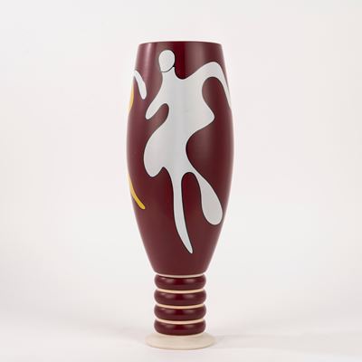 Vaso in ceramica policroma, forma a calice