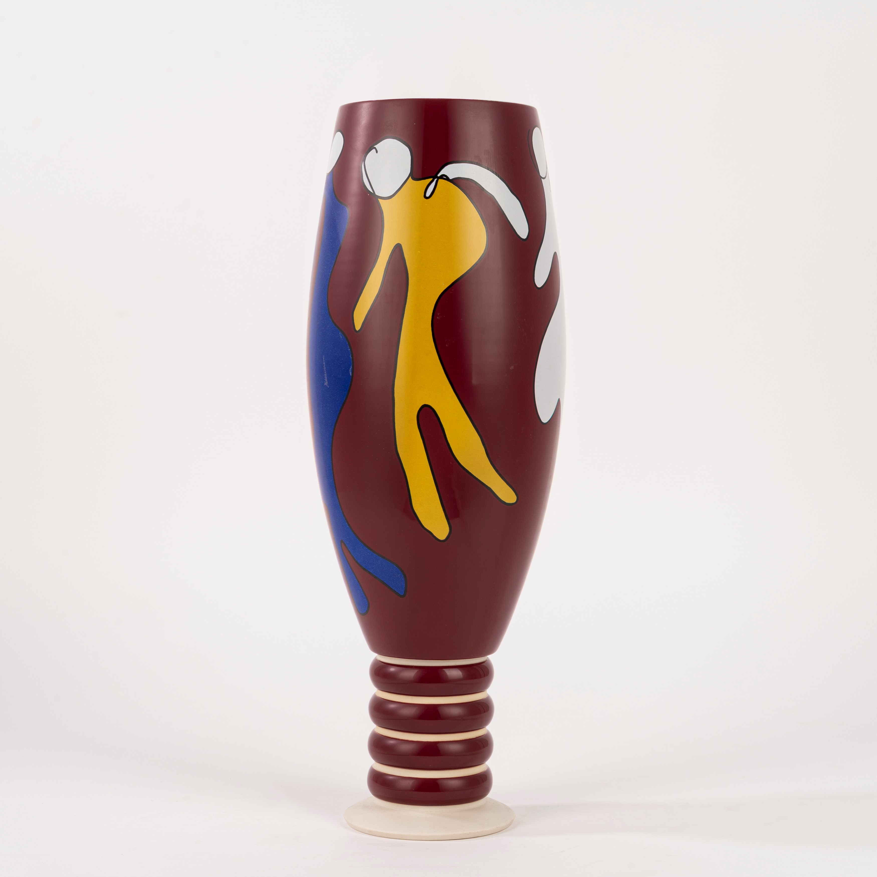 Vaso in ceramica policroma, forma a calice
