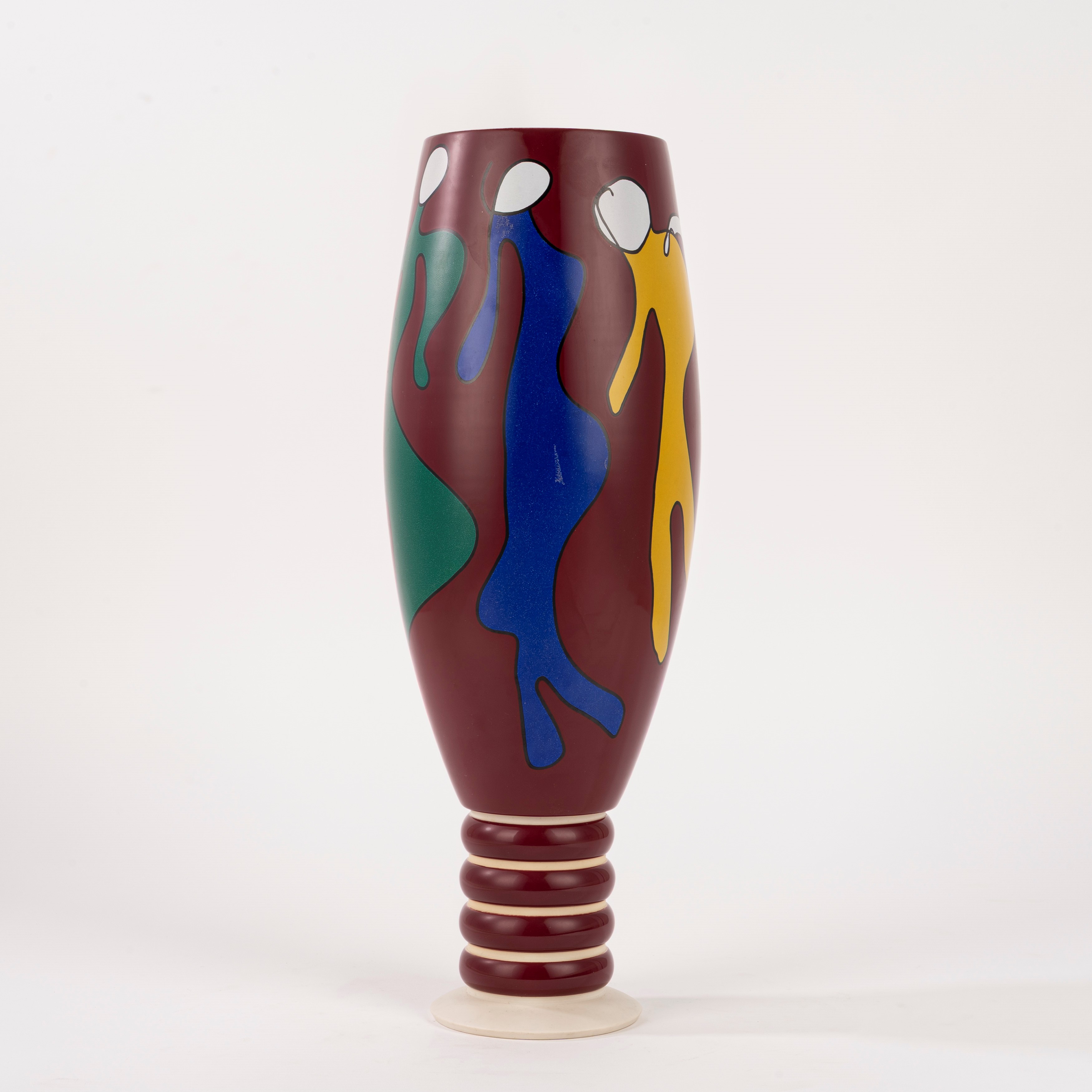 Vaso in ceramica policroma, forma a calice