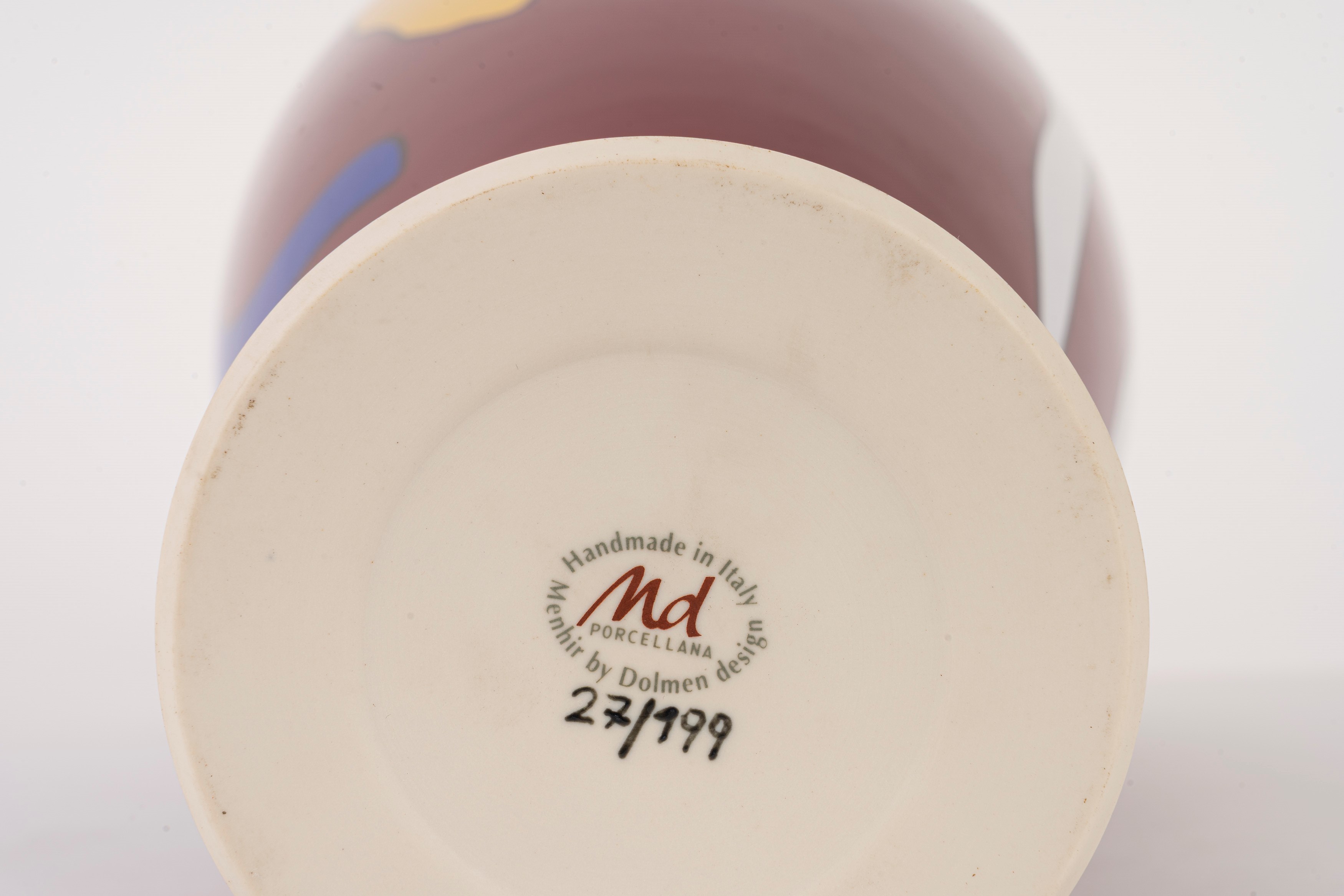 Vaso in ceramica policroma, forma a calice